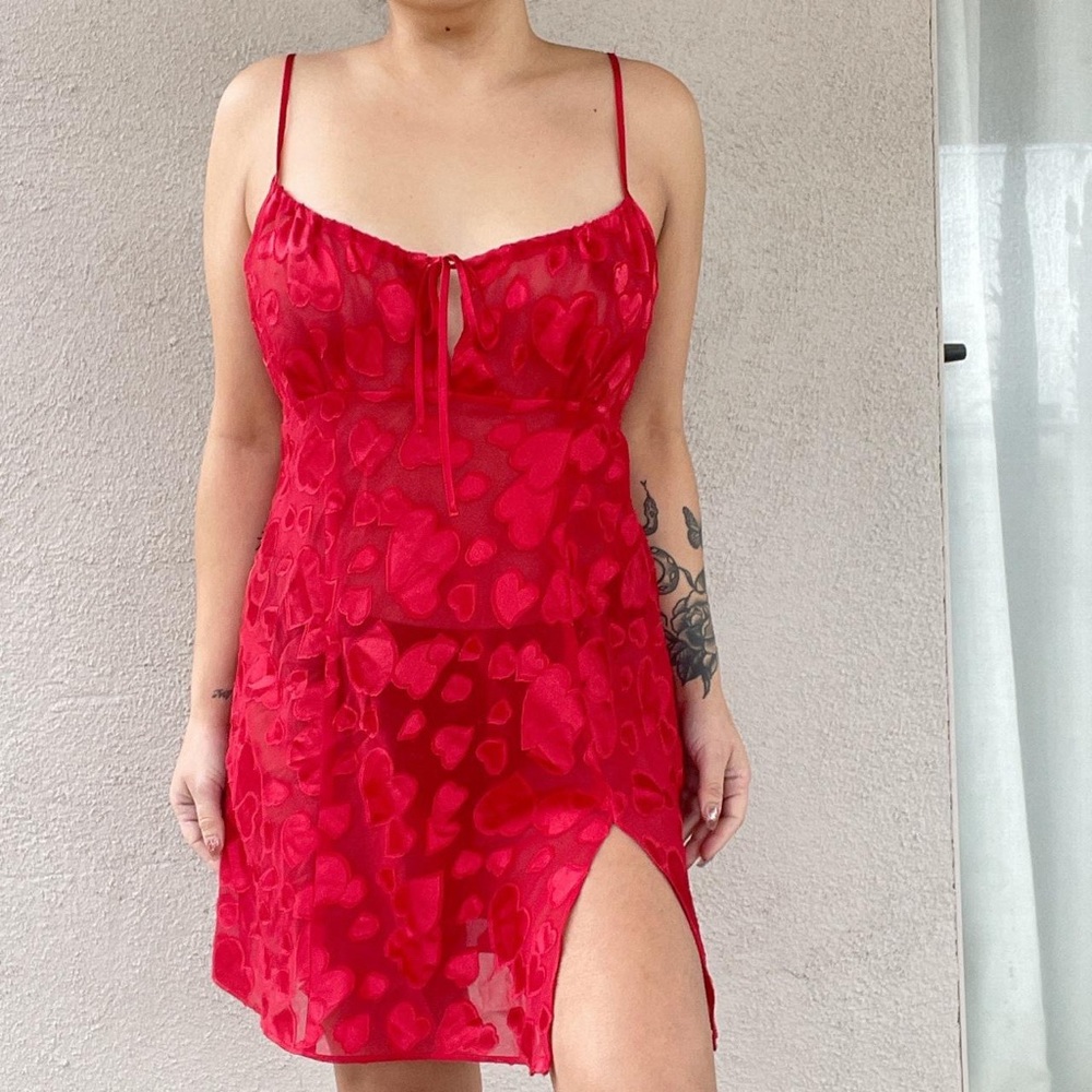 Vintage Hearts Fredricks of Hollywood Mini Slip Dress